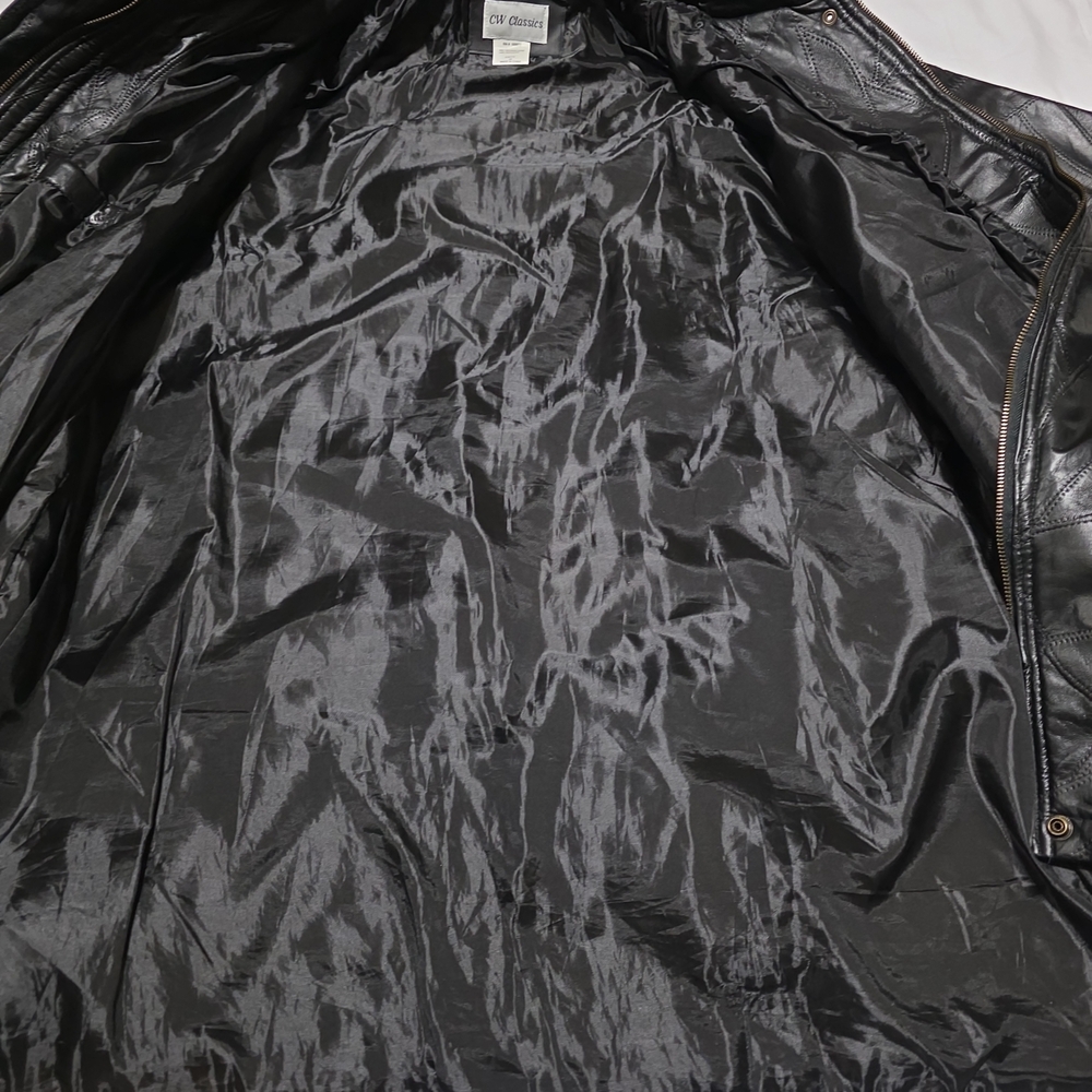 Black Leather Patchwork Jacket Plus Size With Hoo… - image 7